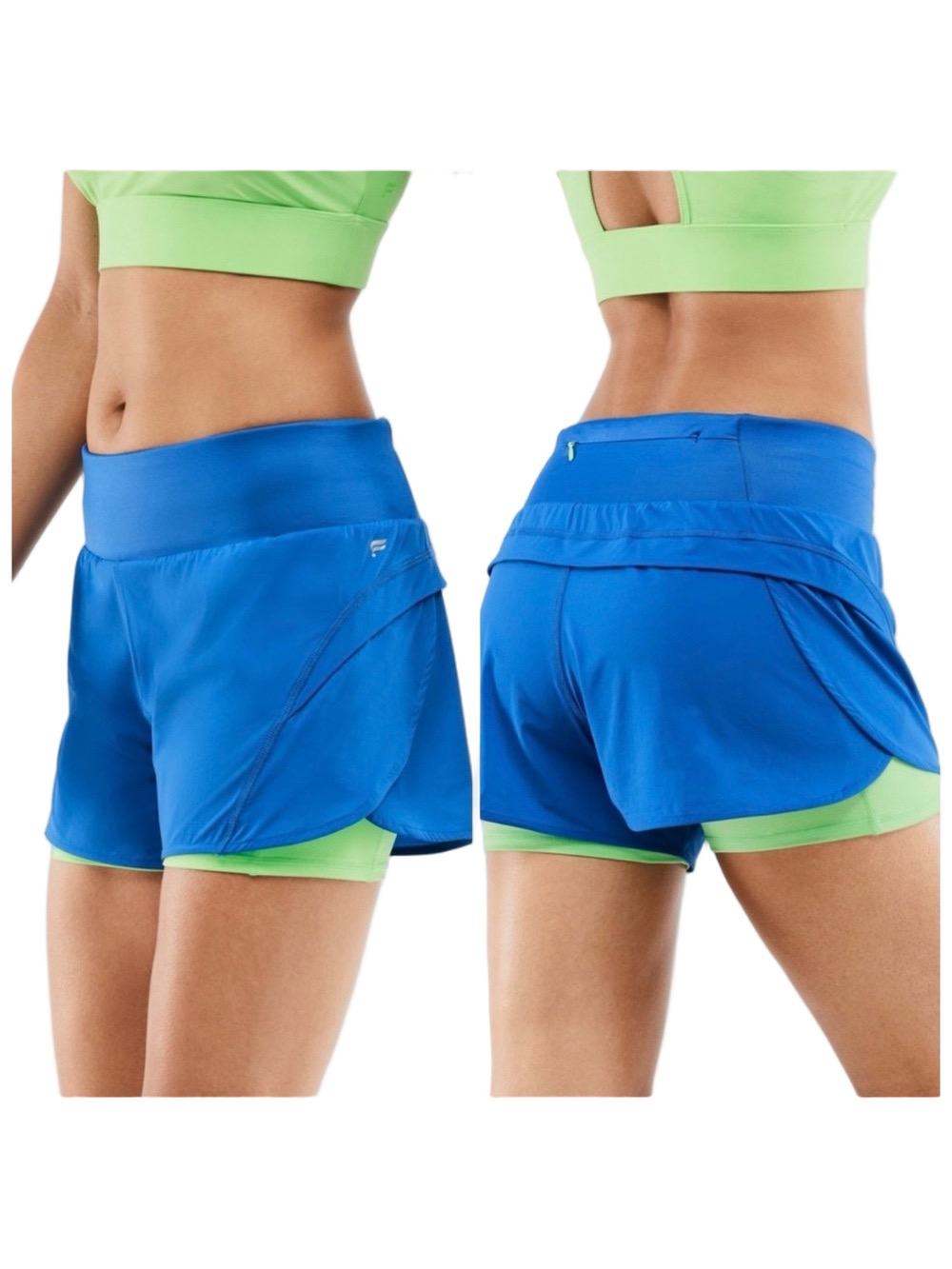 🎼FABLETICS Bright Blue Athletic 2-in-1 Shorts with Lime Liner size XL GUC